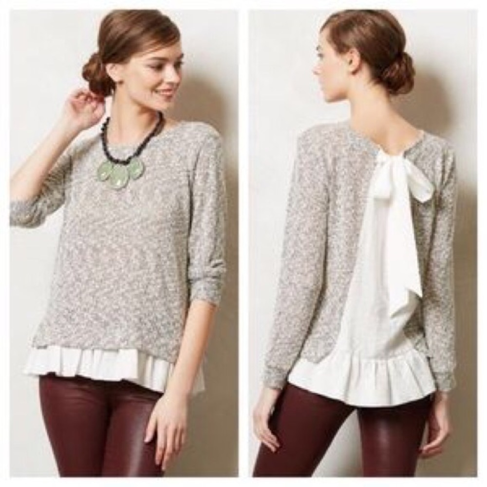 ANTHROPOLOGIE Clu+ Willoughby Knit Bow Sweater